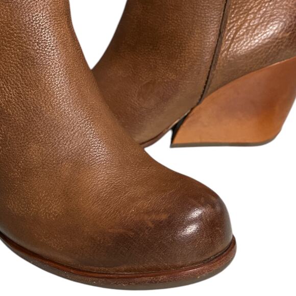 Kork Ease Natalya Wedge Bootie Sz 9.5 Brown Leather Ankle Boot - Picture 2 of 13